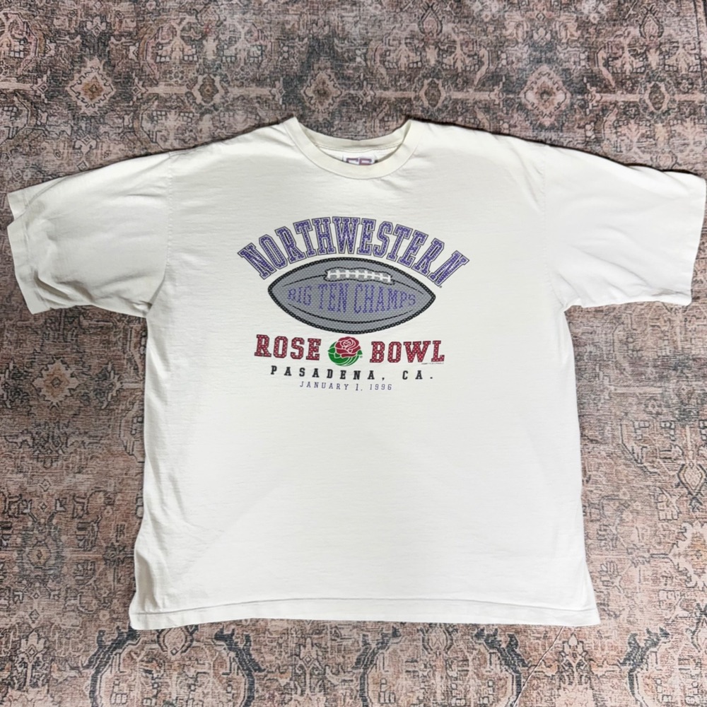 Vintage 1996 Northwestern Wildcats Rose Bowl Graphic Tee Size XL